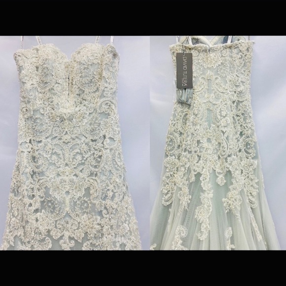 David Tutera Wedding Gown soft baby blue underly - Picture 10 of 15